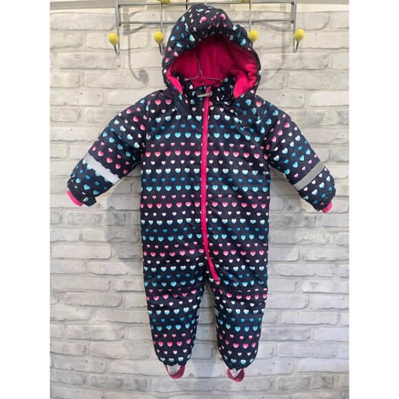 Topo Mini Girls One Piece Snow Suit Fleece Lined SIze 18-24 Months Crisp Clean - Picture 1 of 8